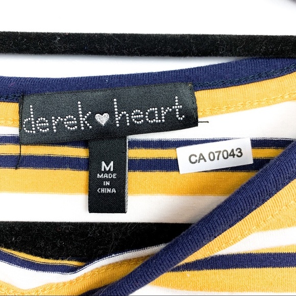 Derek Heart Yellow White & Navy Striped T-Shirt - Picture 10 of 10